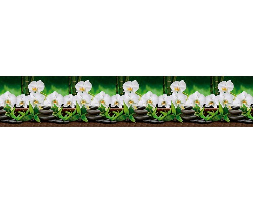 Фартук для кухни из ABS-пластика «Белая орхидея», интерьерная панель, 3000 × 600 × 1,5 мм