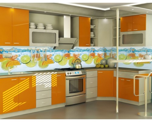 Фартук для кухни из ABS-пластика «Фрукты на воде», интерьерная панель, 3000 × 600 × 1,5 мм