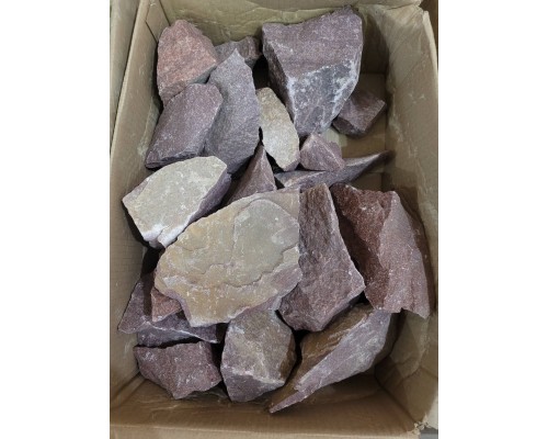 Камни для бани и сауны «Кварцит малиновый» колотый, мешок 20 кг